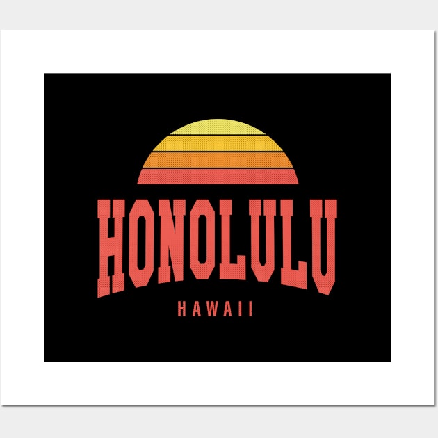 Honolulu, Hawaii - HI Retro Sunrise/Sunset Wall Art by thepatriotshop